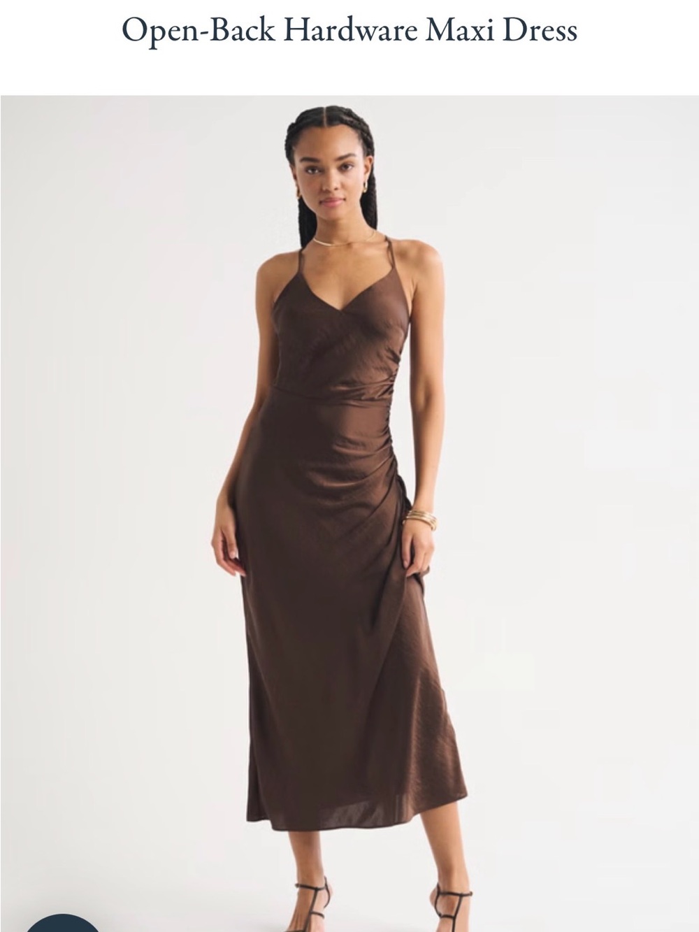 Abercrombie & Fitch, Open Back Brown Slip Midi Dress
